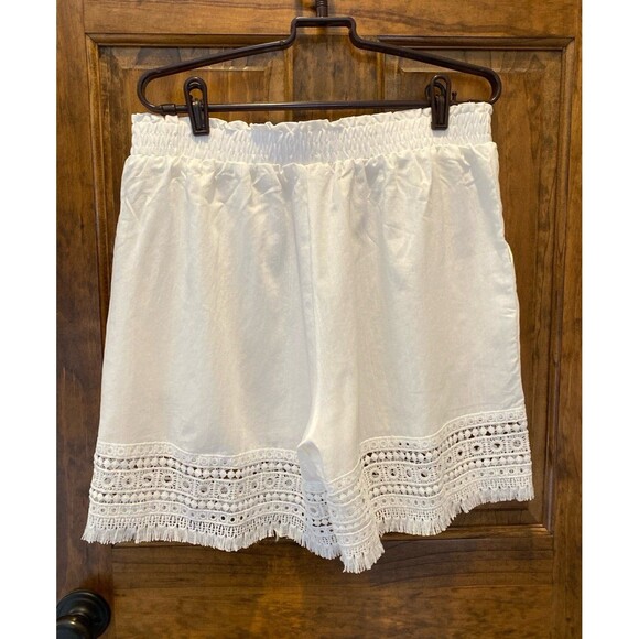 Boho Lace Trim Shorts Plus Sz  XL White Wide Elastic Waist Bohemian
Hippie Gypsy - Picture 6 of 12